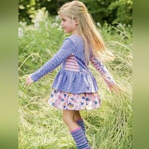 Matilda Jane Pink and Purple  Floral / Polka Dot "Play All Day" dress - Size 6